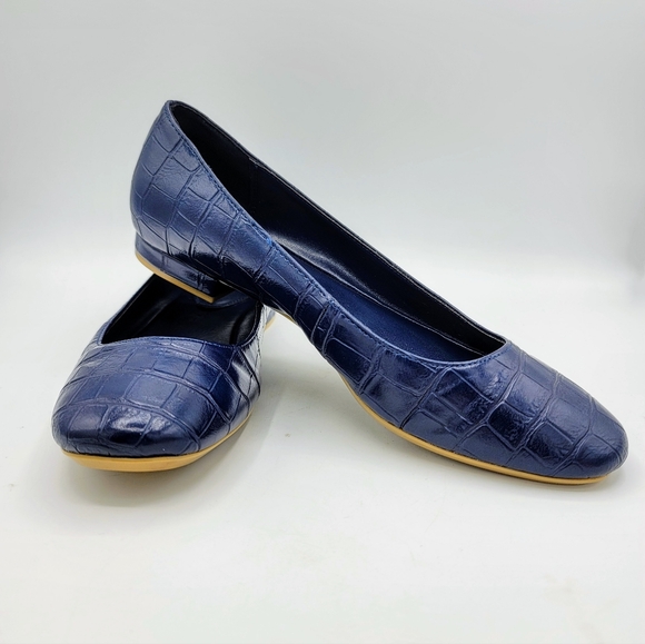 Calvin Klein Felice Ballet Flats Navy Faux Croc Embossed CK Logo Classic Casual - Picture 16 of 16